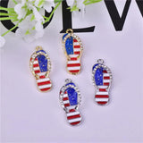 10pcs American Flag Slippers Charms for Jewelry Making