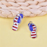 10pcs American Flag Slippers Charms for Jewelry Making