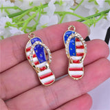 10pcs American Flag Slippers Charms for Jewelry Making