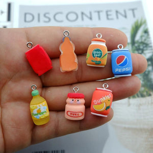 10pcs Drink Coffee Resin Charms for Jewelry Making