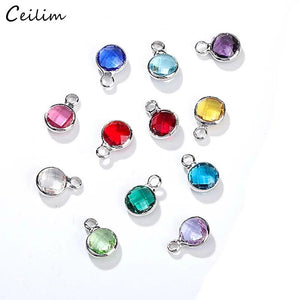 10pcs Glass Crystal Birthstone Charms Pendant for DIY Jewelry Making