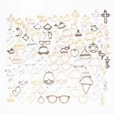 88PCS Geometric Charms UV Epoxy Resin Metal Frame Base Pendant Blank