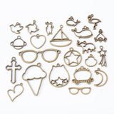 88PCS Geometric Charms UV Epoxy Resin Metal Frame Base Pendant Blank