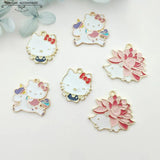 10pcs Alloy Charm Pendant Enamel Hedgehog Cat DIY Earring Keychain Bracelet