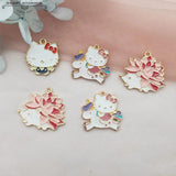 10pcs Alloy Charm Pendant Enamel Hedgehog Cat DIY Earring Keychain Bracelet