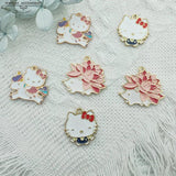 10pcs Alloy Charm Pendant Enamel Hedgehog Cat DIY Earring Keychain Bracelet