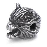 4pcs Stainless Steel Wolf Beads Charms for Men Bracelet DIY Jewelry Making