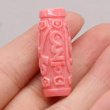 10Pcs Natural Pink Coral Bead Cylindrical Beads Jewelry Making DIY