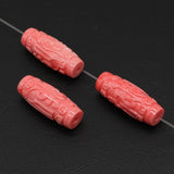 10Pcs Natural Pink Coral Bead Cylindrical Beads Jewelry Making DIY