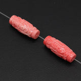 10Pcs Natural Pink Coral Bead Cylindrical Beads Jewelry Making DIY