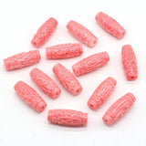 10Pcs Natural Pink Coral Bead Cylindrical Beads Jewelry Making DIY