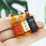Yamily 10pcs Resin Wine Charm Dollhouse Bottle Pendant Jewelry for DIY