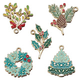 6pcs Enamel Christmas Tree Pine Cone Charms Pendants Ornaments Beads