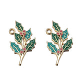 6pcs Enamel Christmas Tree Pine Cone Charms Pendants Ornaments Beads