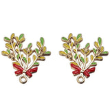 6pcs Enamel Christmas Tree Pine Cone Charms Pendants Ornaments Beads