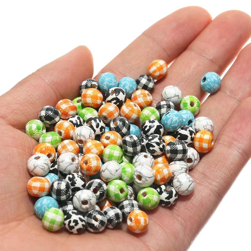 100pcs Mixed 8mm Wooden Beads for DIY Jewelry Making