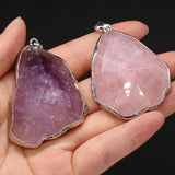 Rose Quartz Amethyst Pendant Silver Plated DIY Jewelry Making Gift