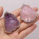 Rose Quartz Amethyst Pendant Silver Plated DIY Jewelry Making Gift