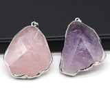 Rose Quartz Amethyst Pendant Silver Plated DIY Jewelry Making Gift