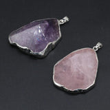 Rose Quartz Amethyst Pendant Silver Plated DIY Jewelry Making Gift