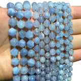 Aquamarine Natural Stone Faceted Spacer Beads for Jewelry Making