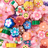 200pcs Mixed Flower Polymer Clay Cabochons for DIY Jewelry Making