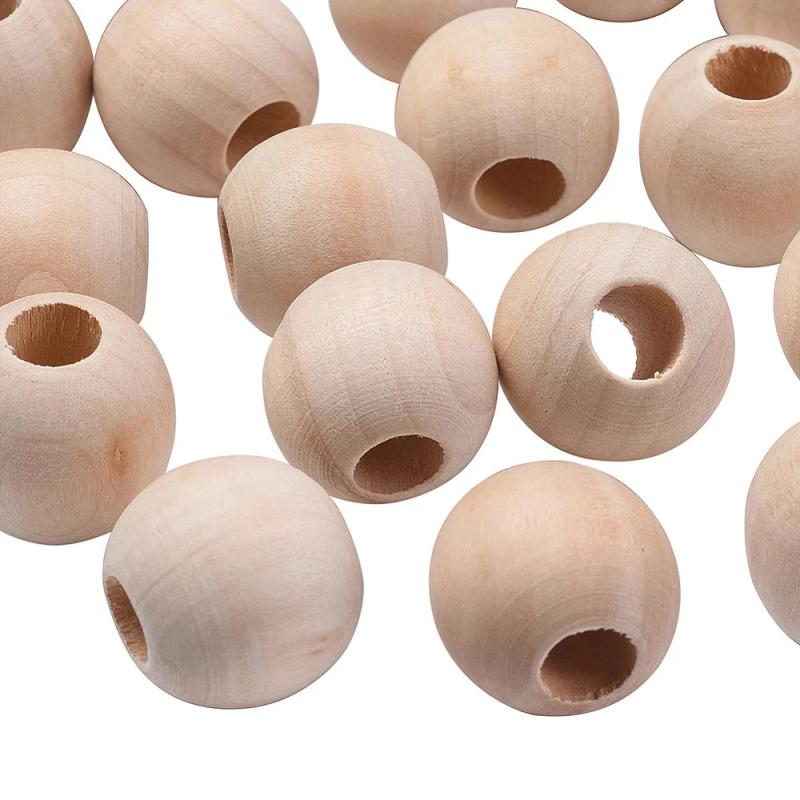 20Pcs Large Hole Natural Wood Beads for Macrame DIY
