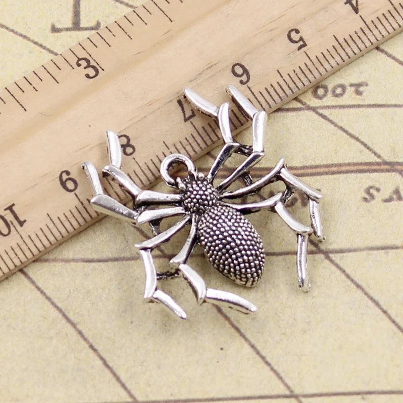 10pcs Spider Charms Halloween Tibetan Bronze Silver Pendants DIY Craft