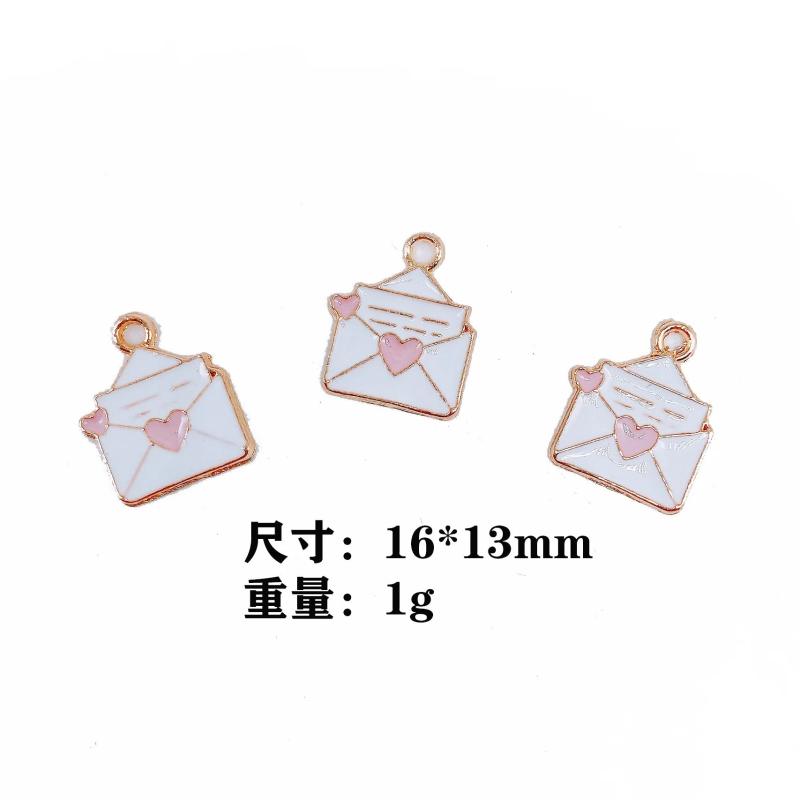 10pcs Pink Bow Envelope Charms for DIY Jewelry Making