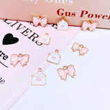 10pcs Pink Bow Envelope Charms for DIY Jewelry Making