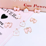 10pcs Pink Bow Envelope Charms for DIY Jewelry Making