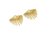 Brass Fringe Charms, Fan Shaped Earring Charm, Jewelry Making Supplies