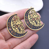 6pcs Plated Brass Moon And Mushroom Charms Pendant