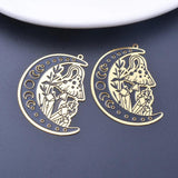 6pcs Plated Brass Moon And Mushroom Charms Pendant