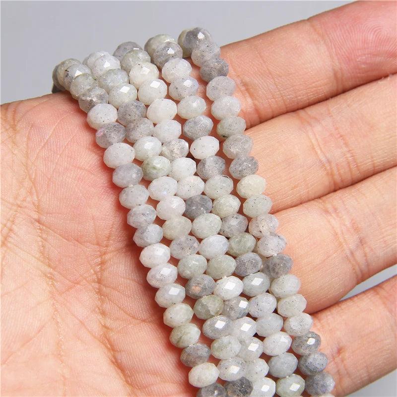 4x6mm Faceted Round Flat Disk Agates Stone Spacer Beads