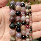 Colorful Tourmaline Stone Round Spacer Beads 4/6/8/10/12mm DIY Bracelet