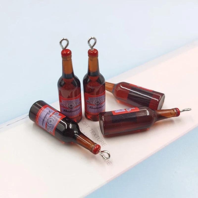 10pcs 3D Beer Bottle Resin Charms Earrings Dollhouse Pendant C773