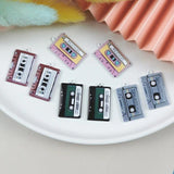 10pcs Spray Paint Cassette Tape Enamel Charms for Jewelry Making