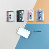 10pcs Spray Paint Cassette Tape Enamel Charms for Jewelry Making