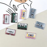 10pcs Spray Paint Cassette Tape Enamel Charms for Jewelry Making