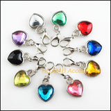 20Pcs Retro Acrylic Heart Charms with Lobster Clasps 12.5x16.5mm