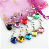 20Pcs Retro Acrylic Heart Charms with Lobster Clasps 12.5x16.5mm