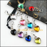 20Pcs Retro Acrylic Heart Charms with Lobster Clasps 12.5x16.5mm