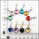 20Pcs Retro Acrylic Heart Charms with Lobster Clasps 12.5x16.5mm