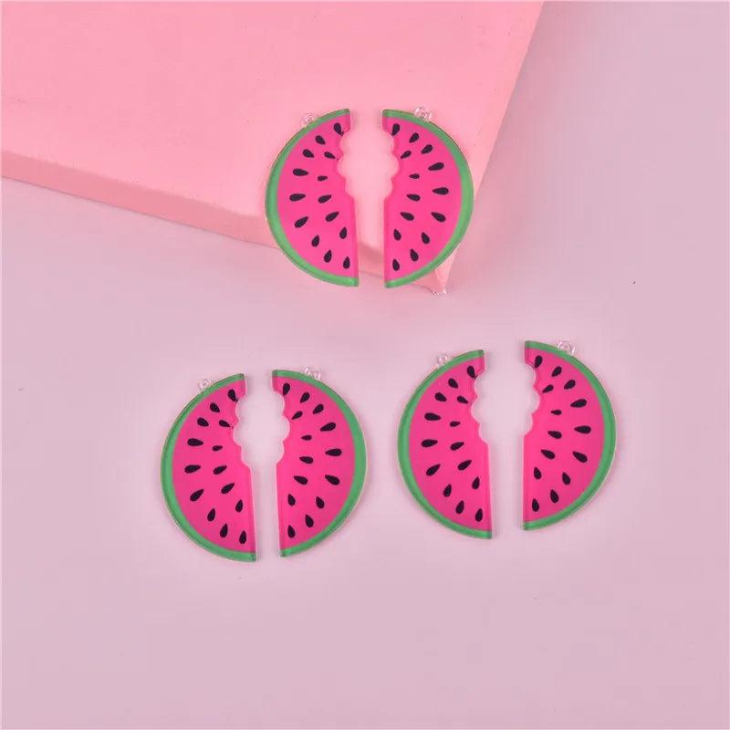 10pcs Watermelon Acrylic Charms Flatback Resin Pendant