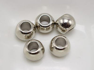 100 Silver Metallic Acrylic Round Pony Beads 10X8mm Spacer