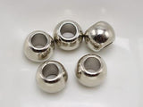 100 Silver Metallic Acrylic Round Pony Beads 10X8mm Spacer