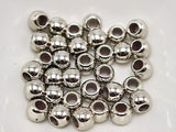 100 Silver Metallic Acrylic Round Pony Beads 10X8mm Spacer