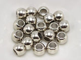 100 Silver Metallic Acrylic Round Pony Beads 10X8mm Spacer
