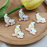 10PCS/Lot Roller Skates Enamel Charms DIY Jewelry Findings